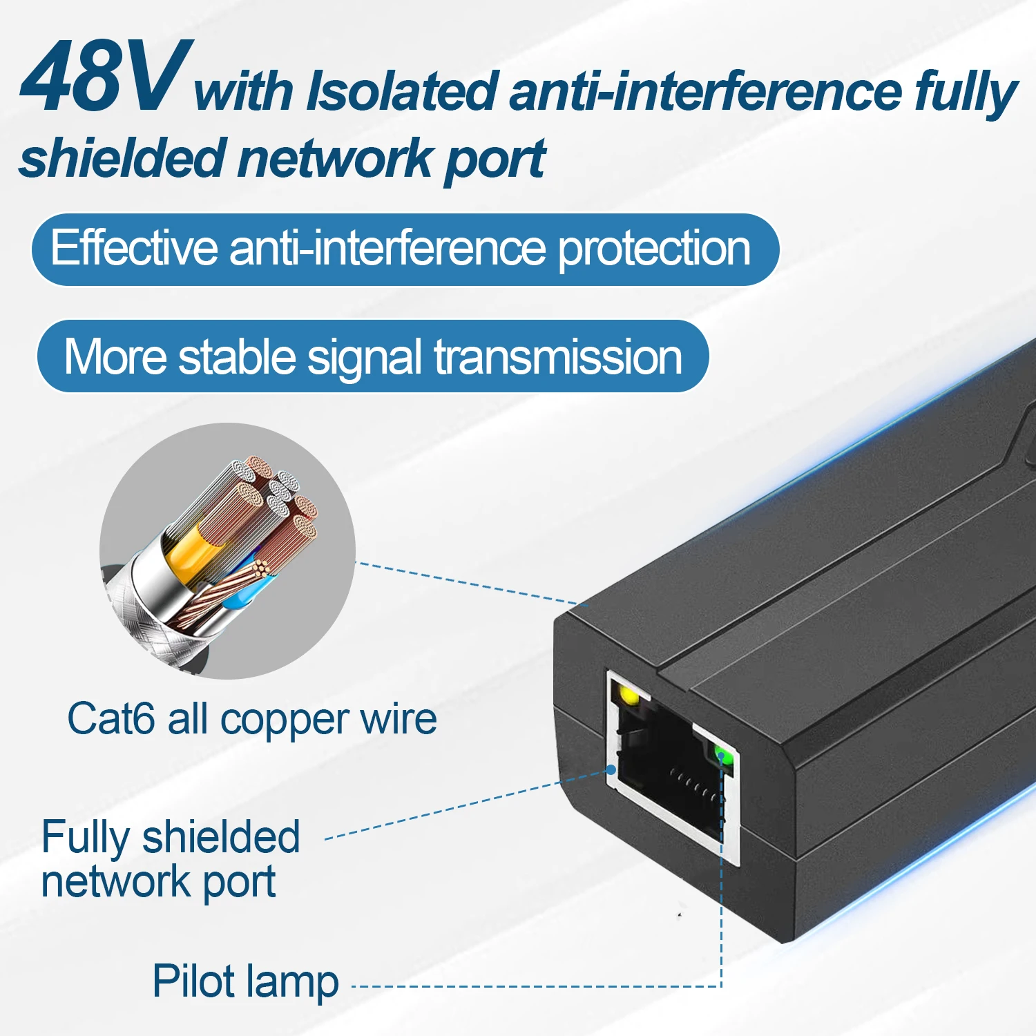 48V Tot 12V Poe Splitter Adapter Actieve Dc Adaptieve Separator Geïsoleerde Kabel Voedingsmodule Injector Voor 1000M Ip Camera1.2a