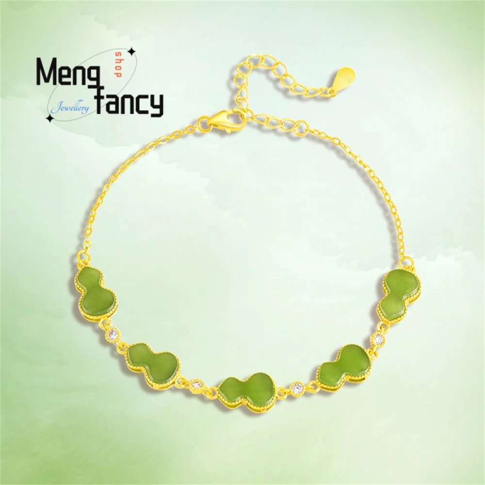 

Браслет из серебра S925 с натуральным нефритом Хэтиан, роскошное качество, модные украшения, изысканный элегантный подарок