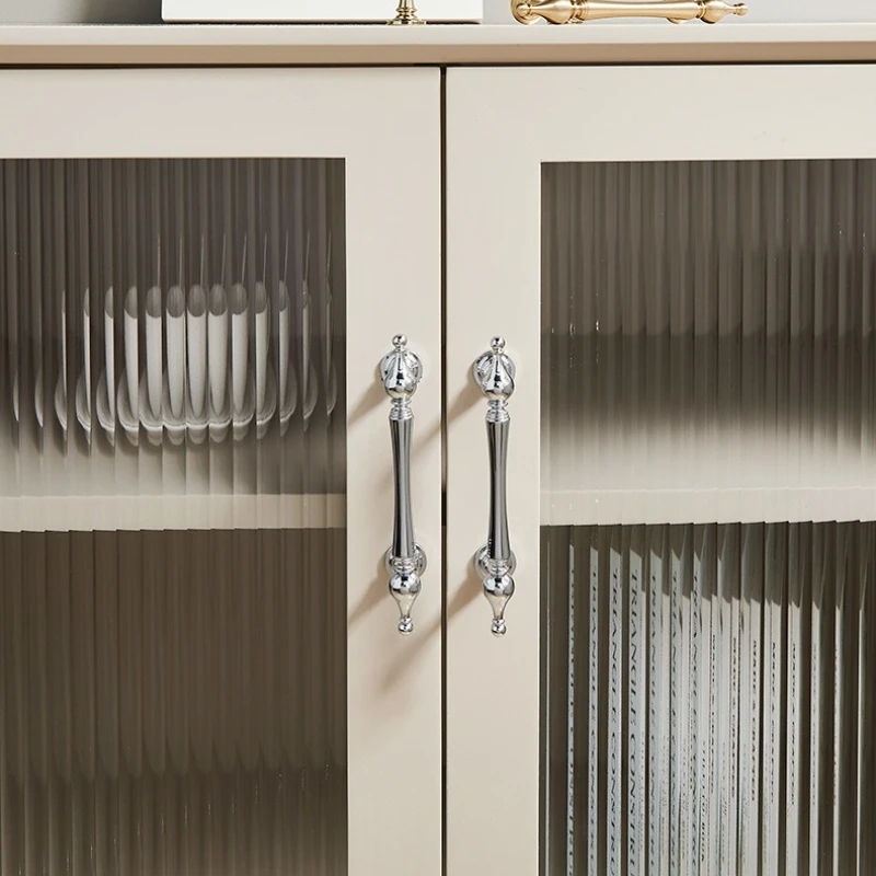 Luxury French Style Simple Chrome Plated Silver Drawer Single Hole Cabinet All Copper Door Handle Pure Copper Wardrobe Handle