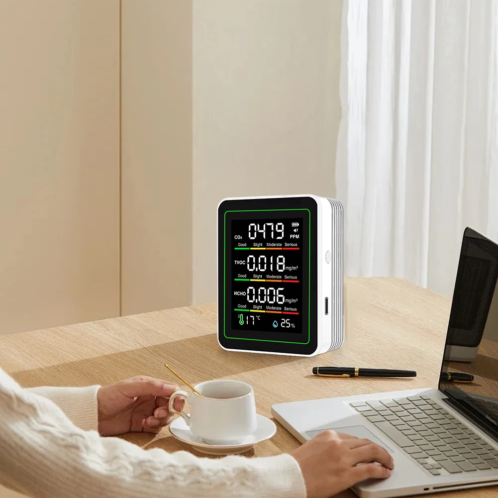 

2025 NEW 5 in 1 Indoor Air Quality Monitor CO2 TVOC HCHO Detector LCD Temperature Humidity Tester Air Quality Detector for Home