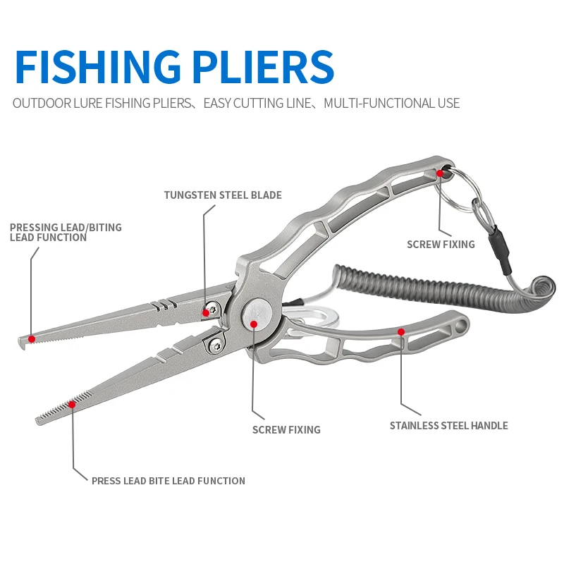 Multifunction FG-1067A 4CR14 Special Steel Fishing Pliers Lock Split Ring Fish Hook Remover 18cm Accept Small Order