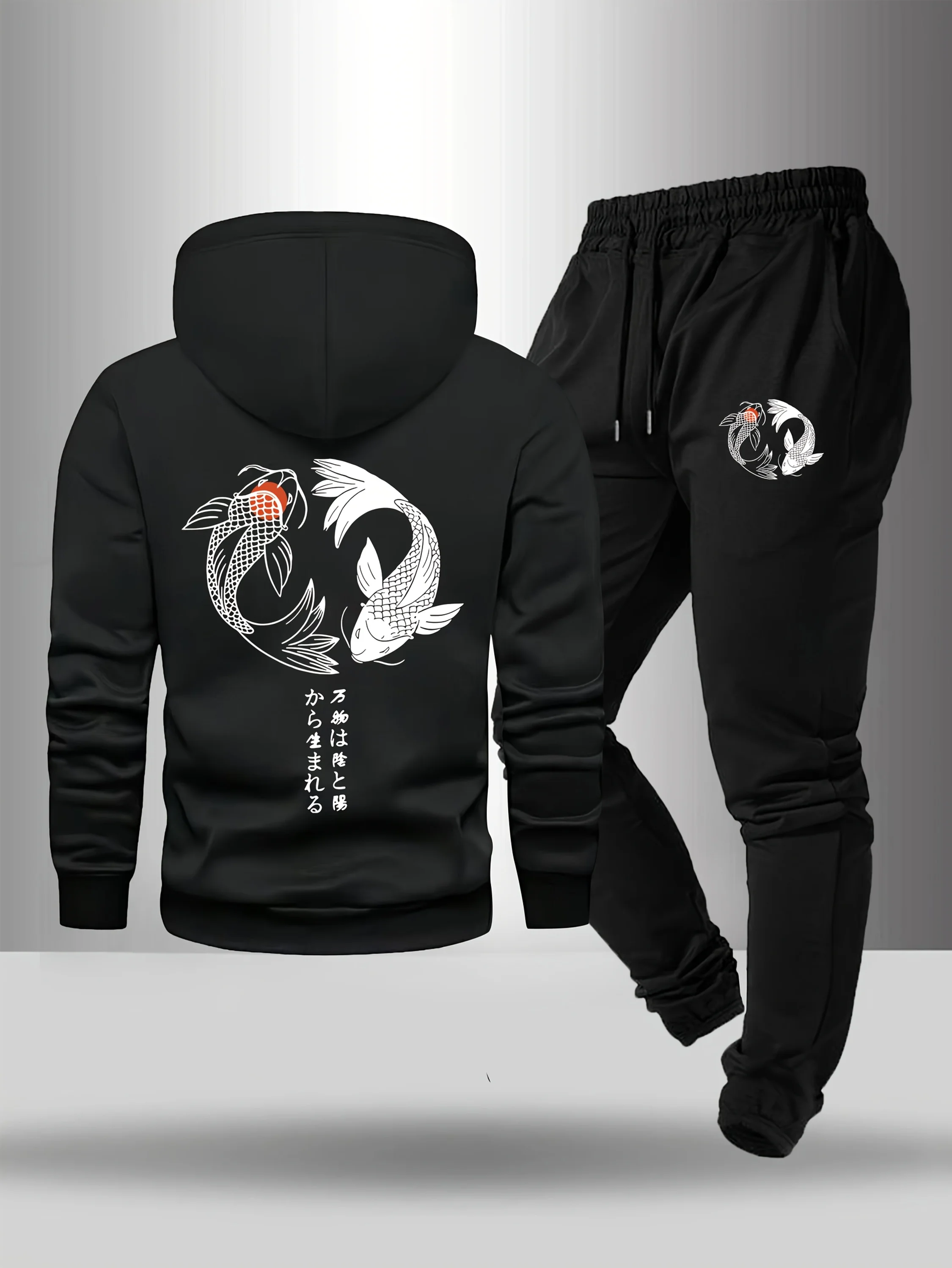 

Мужская одежда, осенне-зимняя одежда, толстовка с капюшоном, спортивные штаны, комплект из 2 предметов, хлопковая модная японская толстовка большого размера