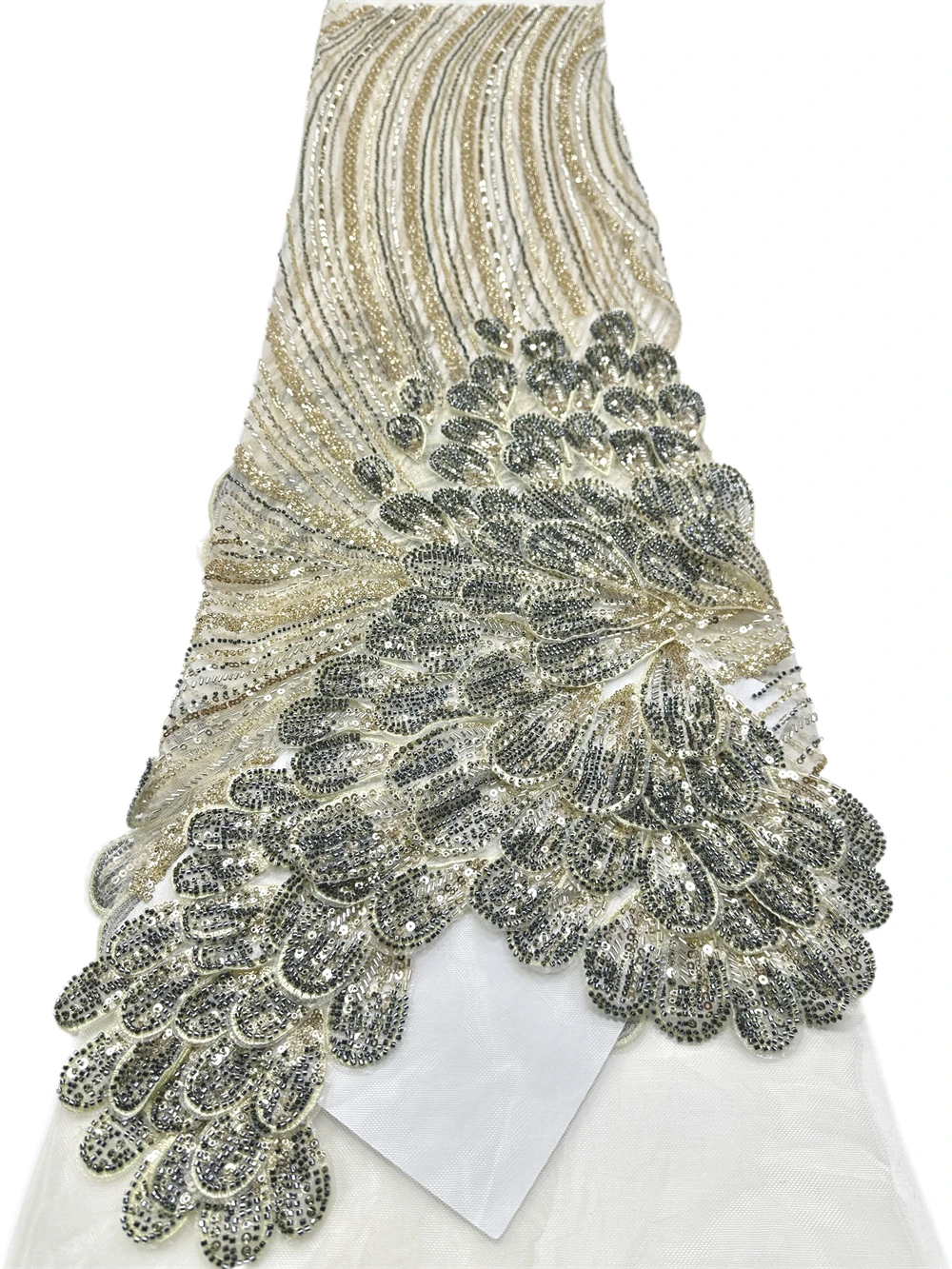 Madison 3D Mesh African Beaded Lace Fabric High-Quality Embroidered with French Sequins for Party Dress Luxury 2026