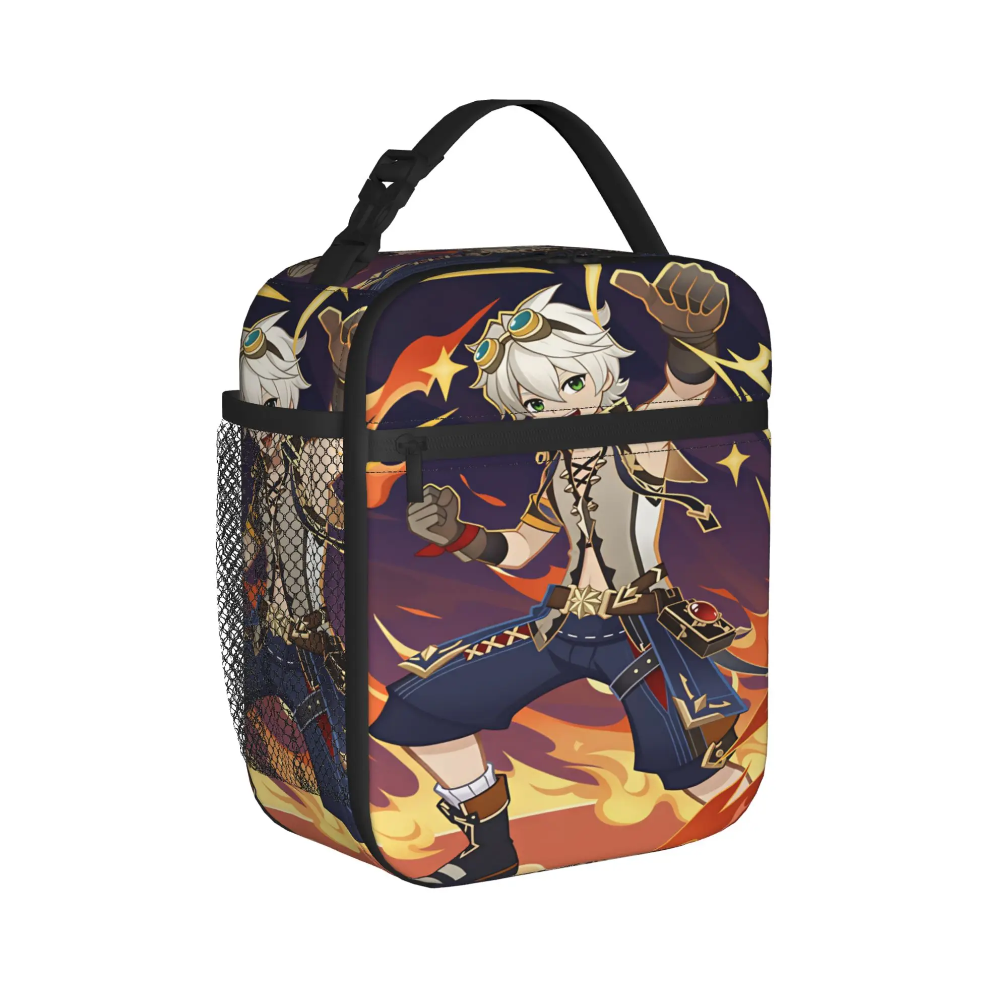 Genshin Impact Lunch Bag For Child Game Character Lunch Box Casual Travel Cooler Bag Portable Zipper Oxford Thermal Tote Handbag