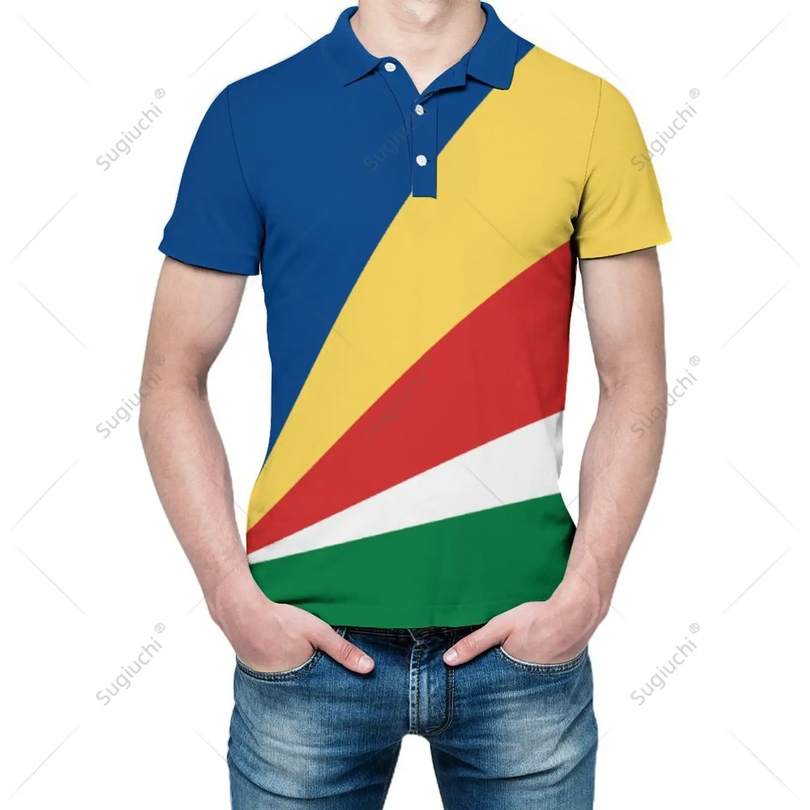 Unisex Polo Shirt Seychelles Flag 3D Print Man Polo Fashion Clothing Tracksuits Short Sleeves