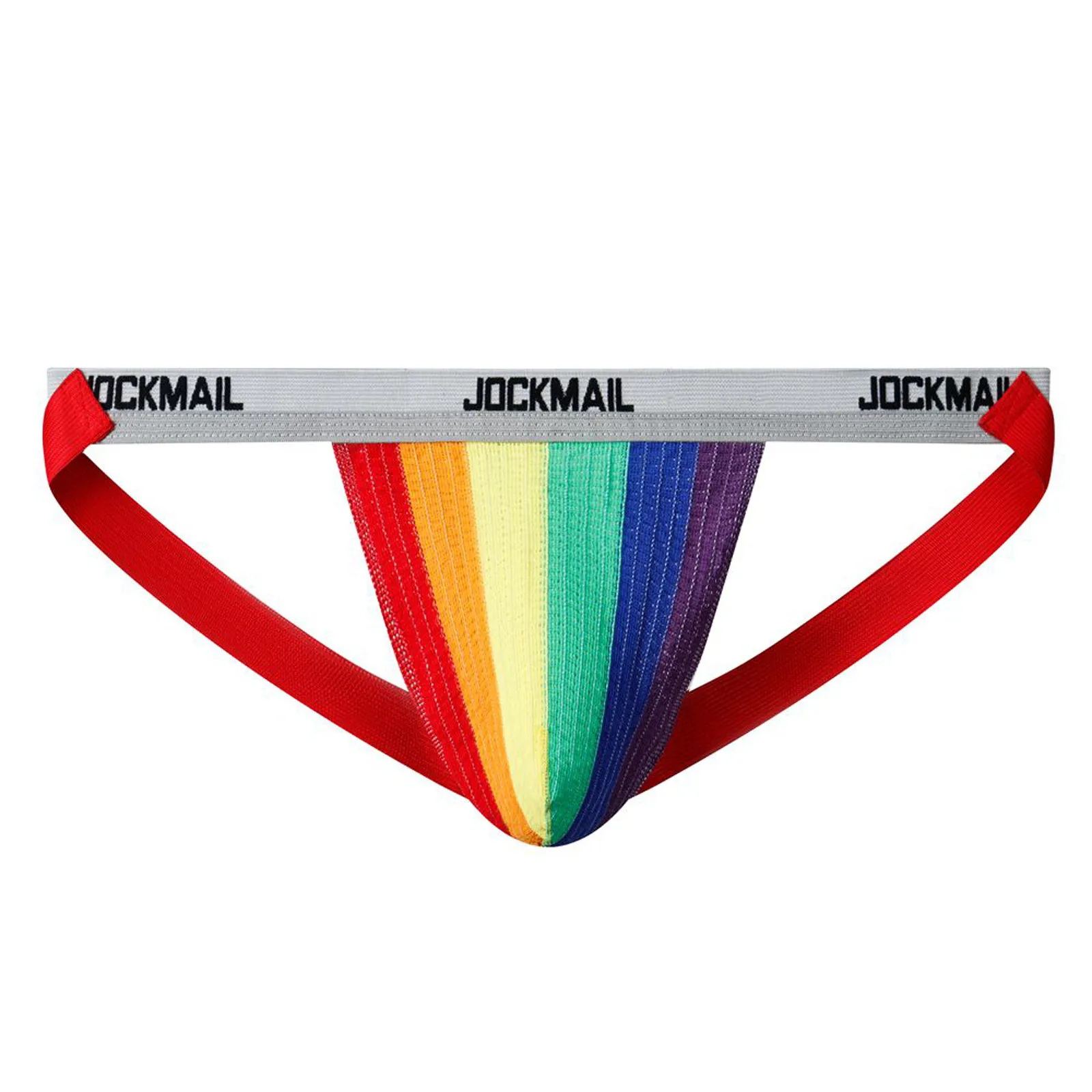 JOCKMAIL intimo Sexy da uomo traspirante Stretch Big Pouch sport arcobaleno perizoma vita bassa Sissy Jock Strap Homme Cueca