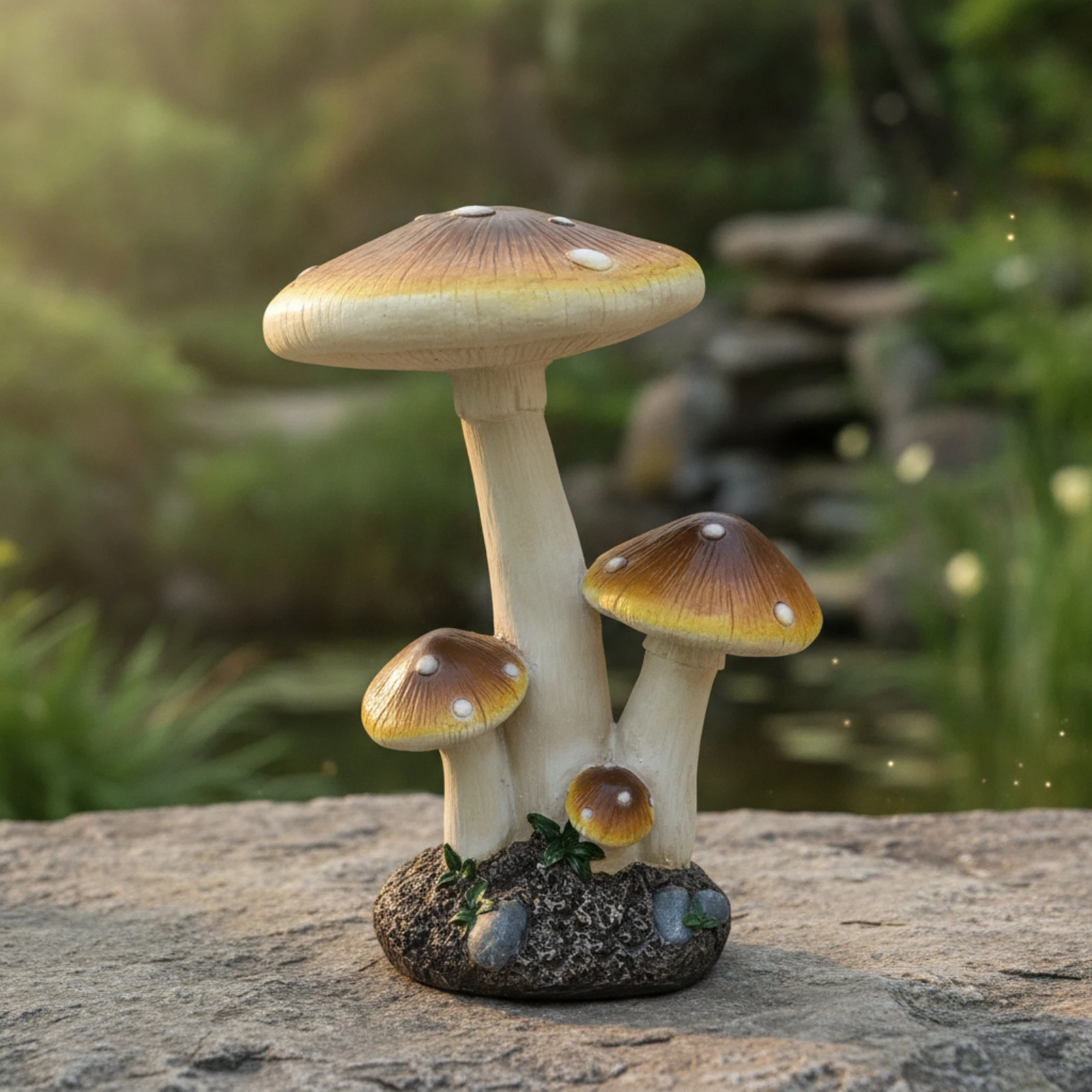 Fungus Figurine Glazed Fungus Statue Garden Ornament Long-Lasting Decor Bright for Gardeners, Patio, Courtyard