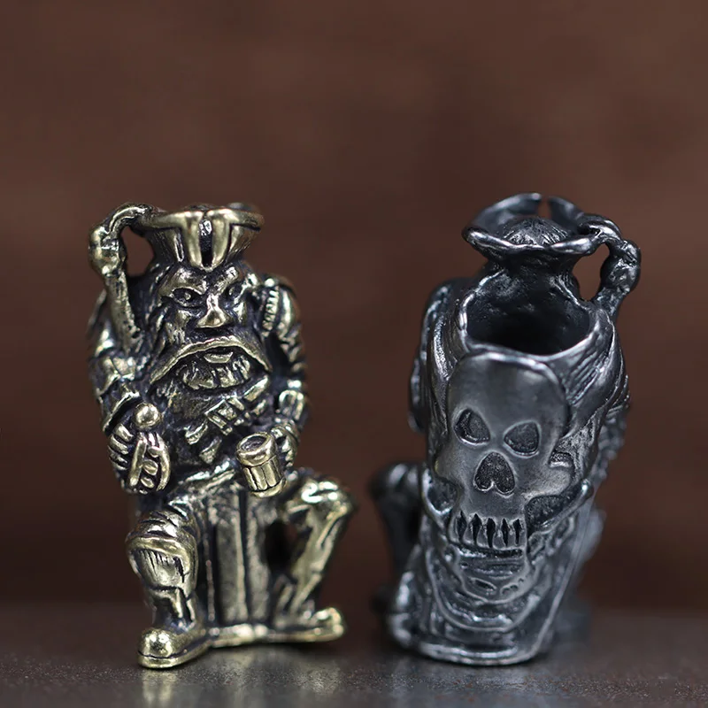 Viking Pirate Brass Knife Beads Outdoor EDC DIY Paracord Handmade Woven Lanyard Pendant Flashlight Hangings Charms Accessories