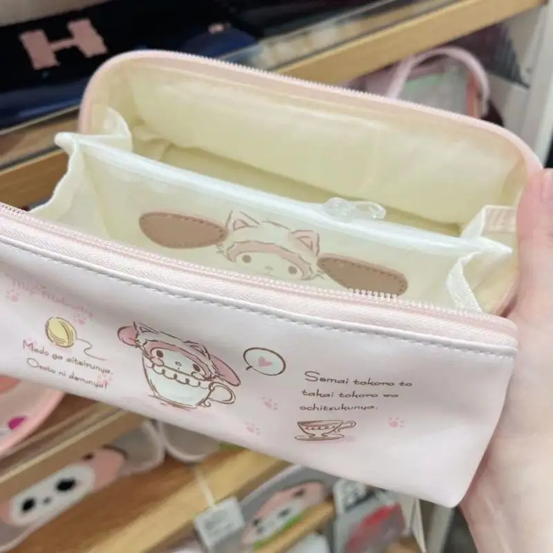 Sanrio Mymelody Cinnamoroll Cosmetic Storage Bag Kawaii Cartoon Student Pencil Case Large Capacity Multi-Functional Storage Bag