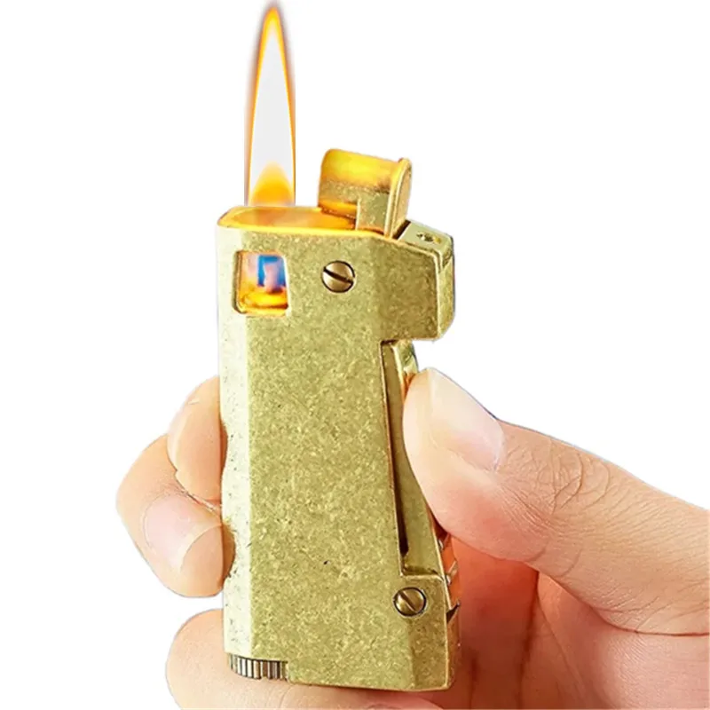 New Personality Windproof Kerosene Gasoline Lighter Creative Side Pressure Ignition Vintage Grinding Wheel Lighter Drop-shipping