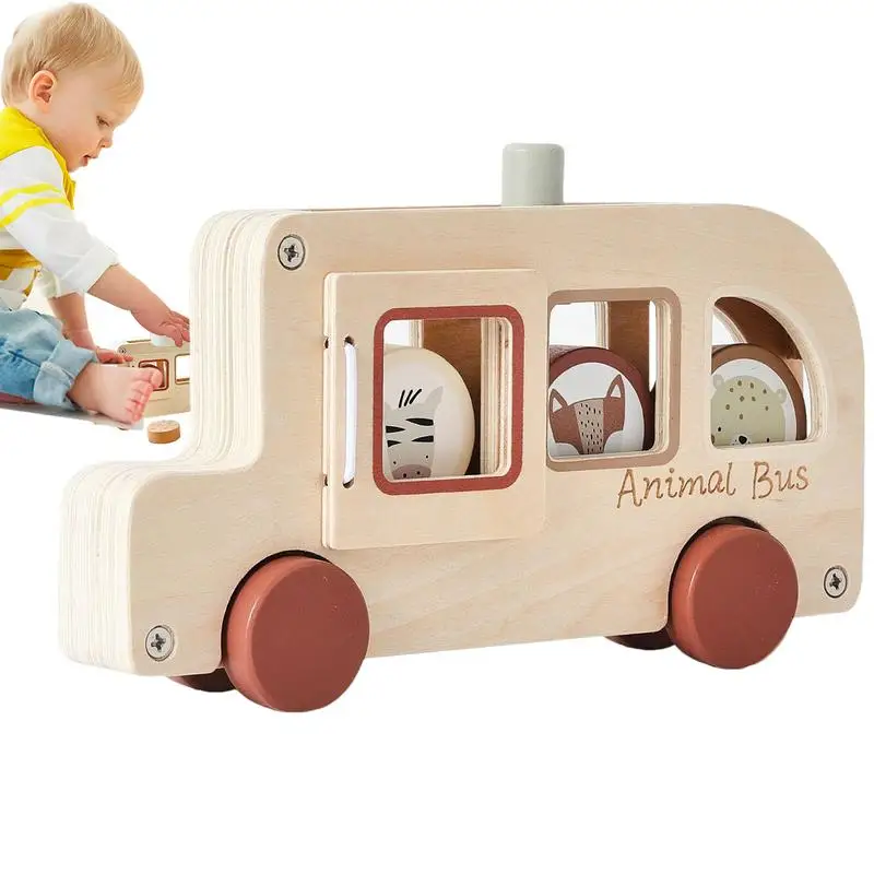 

School Bus Toys Wood Model Toy Car Portable Interactive Educational Game For School Playtime Creative Play Boys Learning Girls