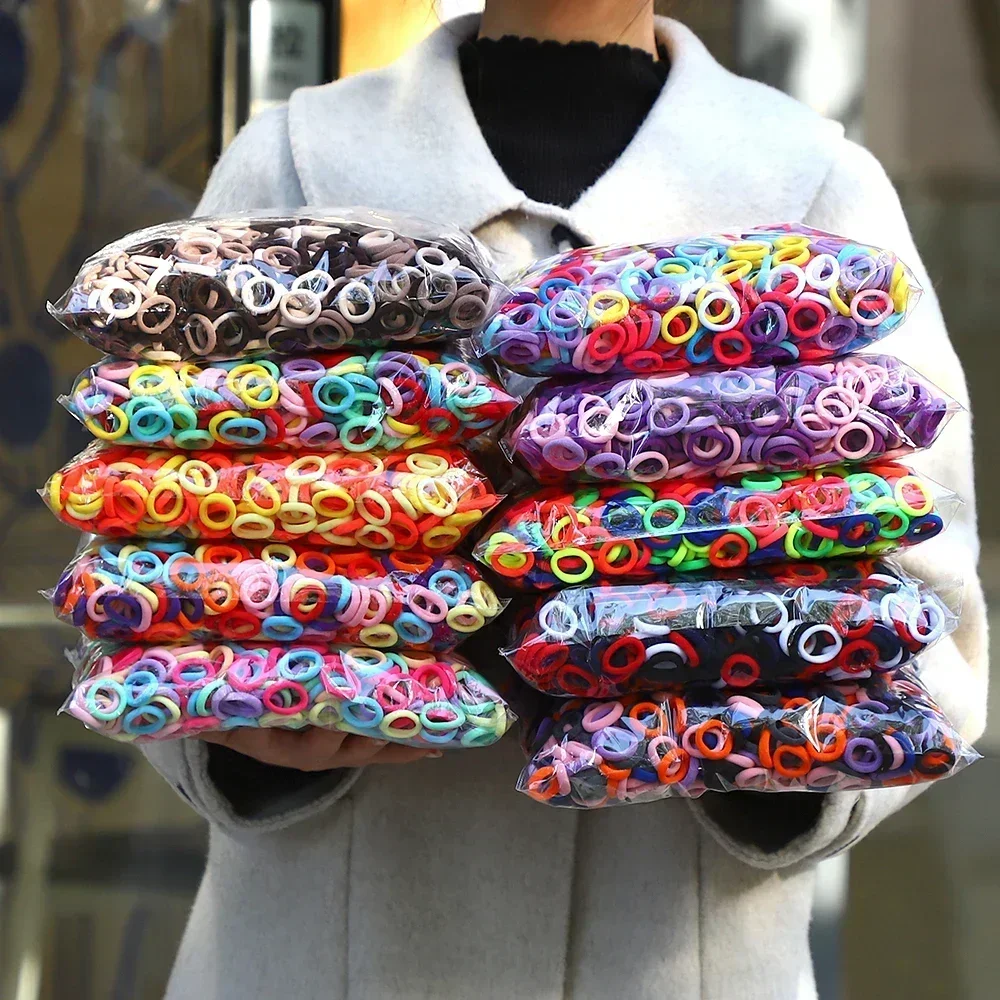 50 sztuk/worek kolorowe podstawowe nylonowe elastyczne gumki do włosów dla dziewczynek kucyk trzymaj Scrunchie gumka Kid Fashion akcesoria do włosów