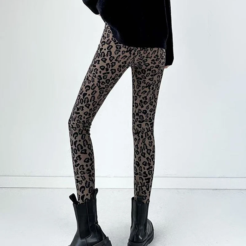 Fashion Leopard Print Shark Pants Women Spring Autumn Slim High Waist Ankle Length Woman Sporty High Stretch Leggins Mujer