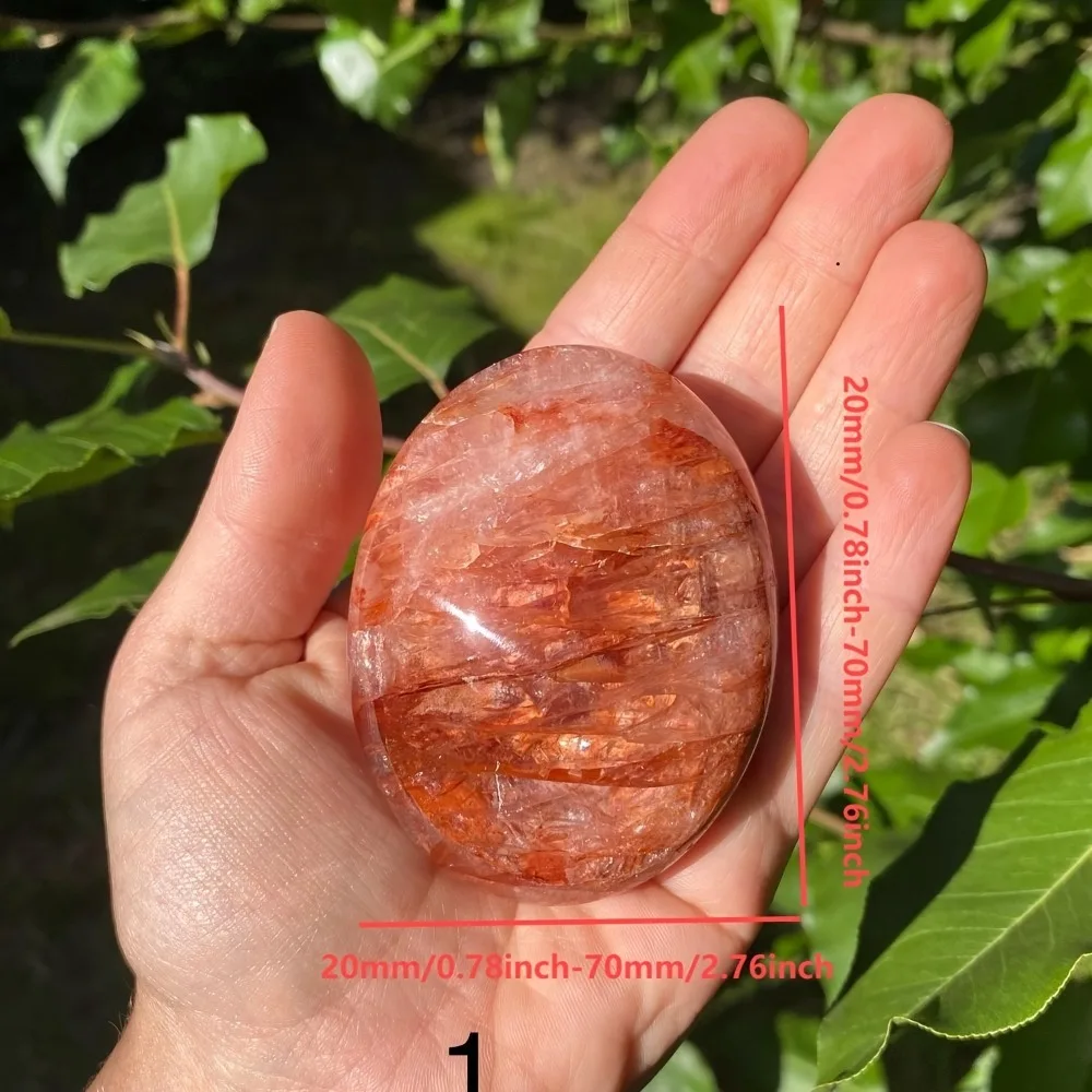 Natural Crystals Fire Palm Stone - Red Hematoid Crystal Worry Stone, Ideal for DIY Jewelry & Home Decor, Perfect Mineral