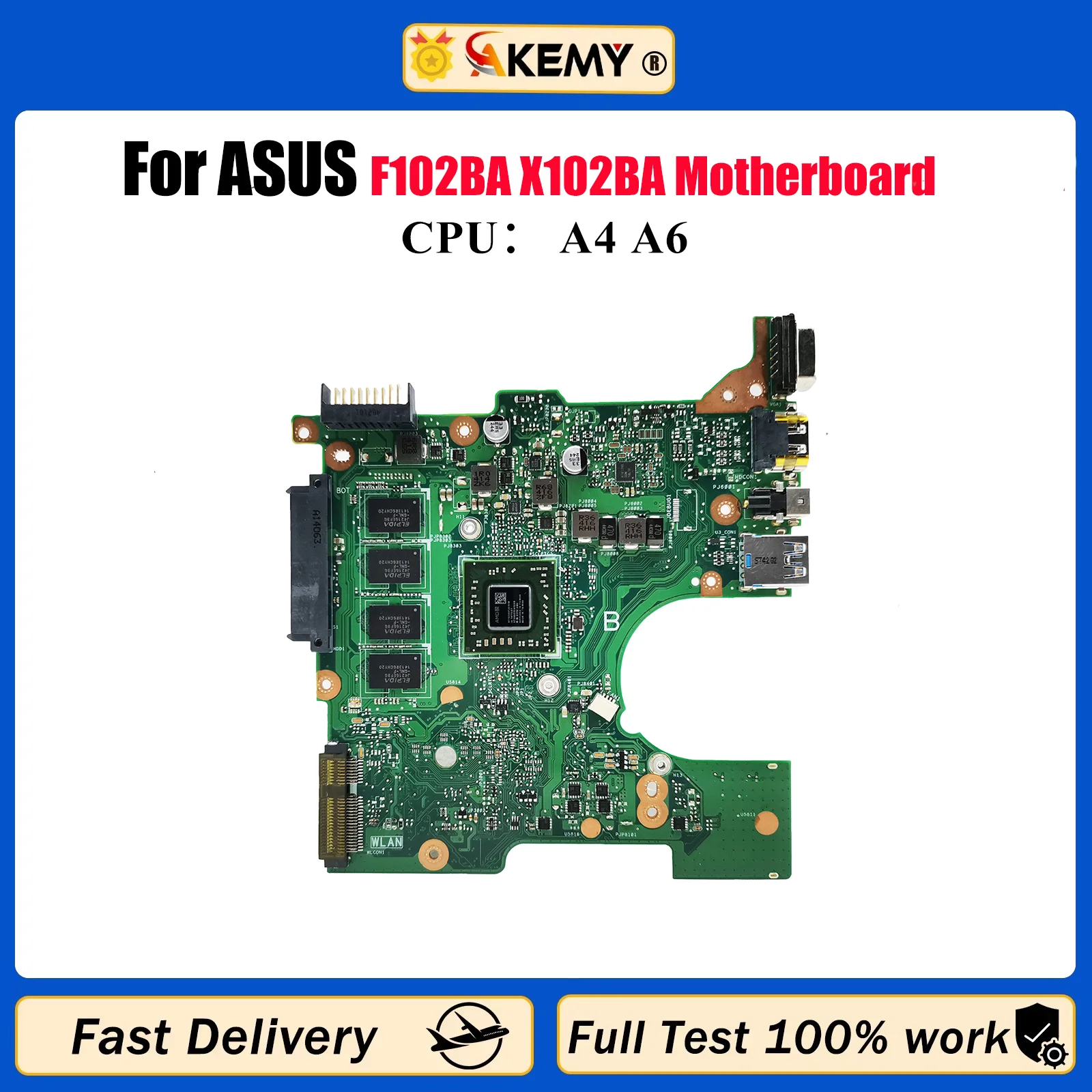 

Материнская плата для ноутбука X102BA для ASUS VivoBook X102B F102BA X102BA, материнская плата для ноутбука с процессором A4 A6, 100% тестирование, ОК, быстрая доставка