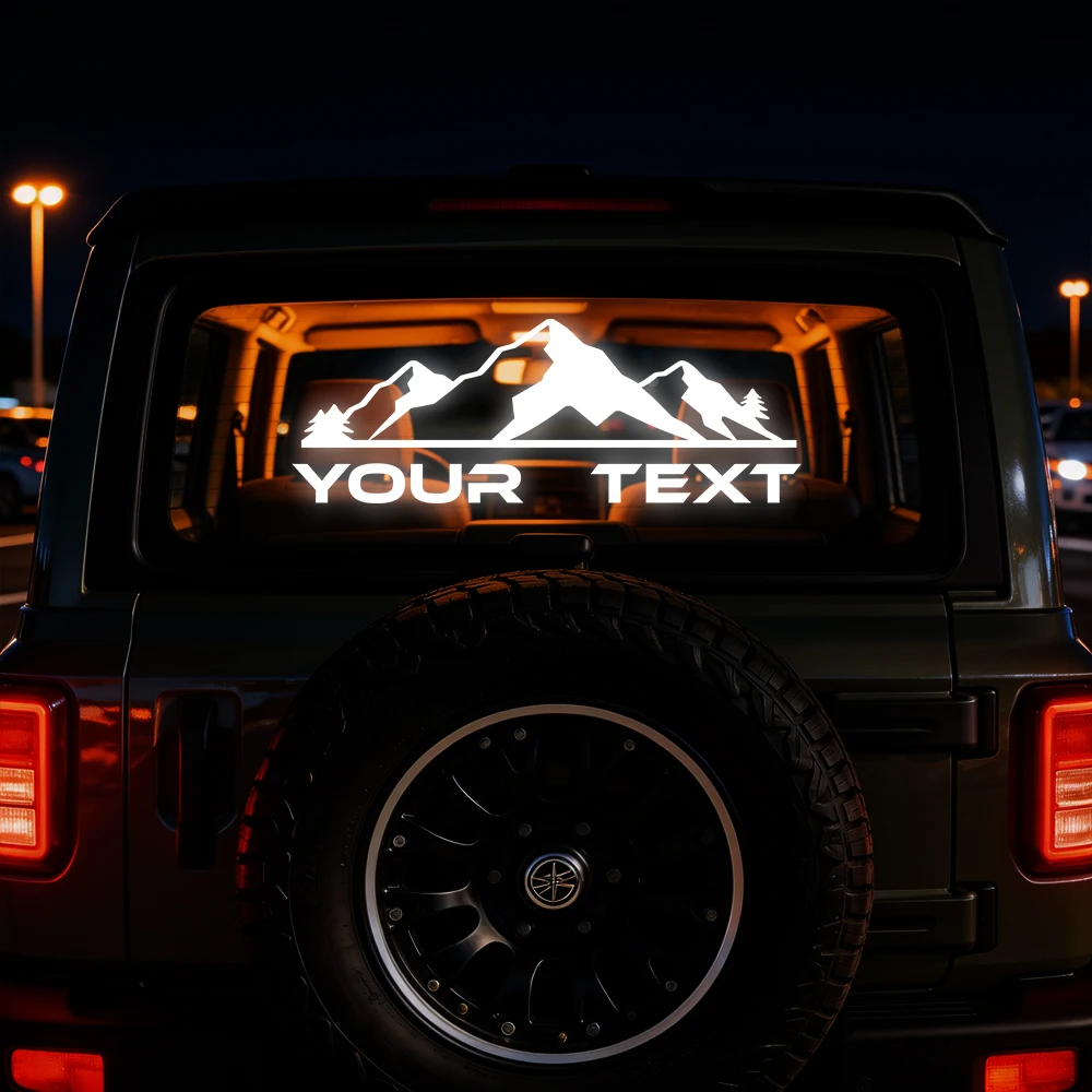 

Custom Reflective Mountain Off Road Decal with Personalized Text for Truck SUV Adventure Car Sticker