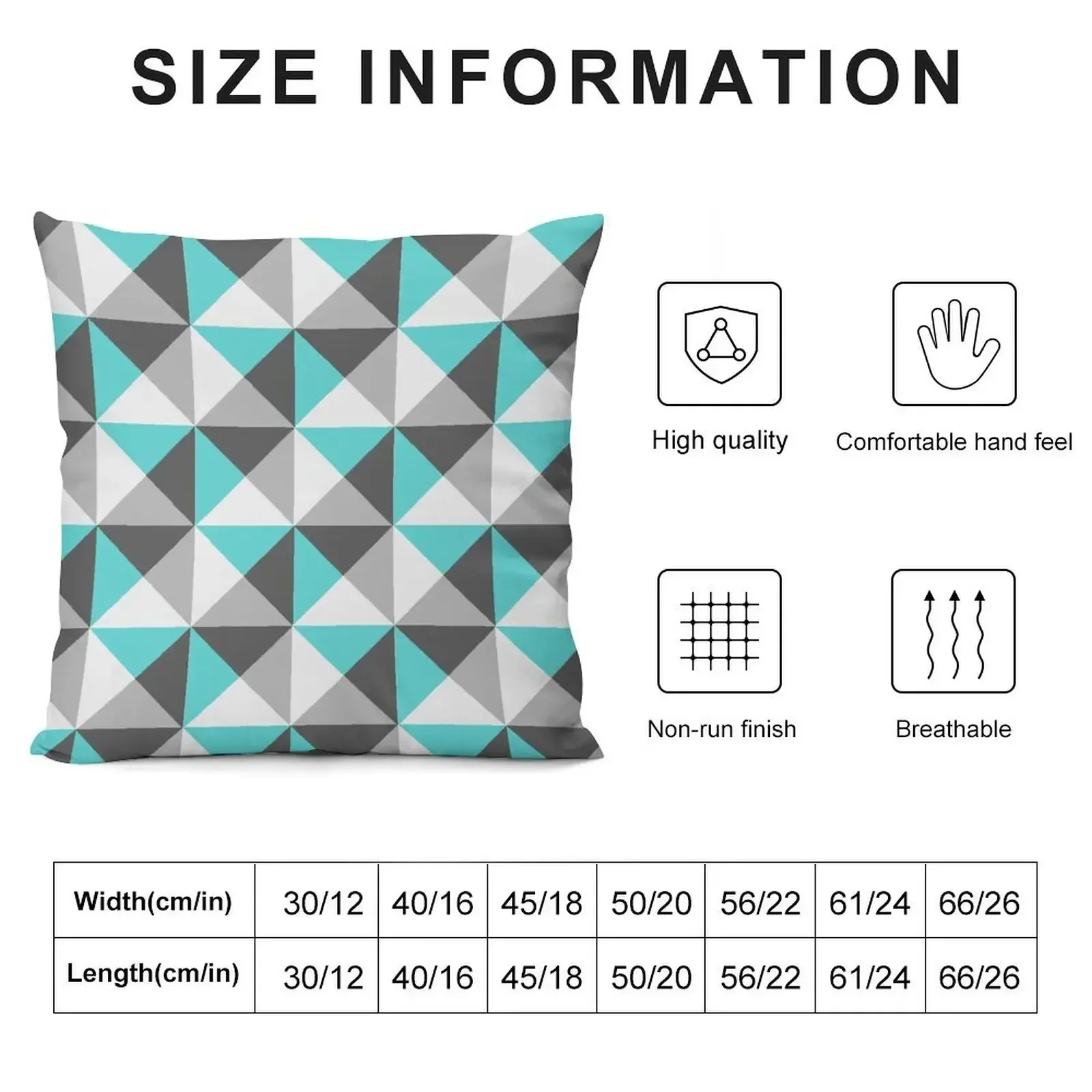 Teal Blue Charcoal Grey White Geometric Triangles Pattern Throw Pillow Pillow Case christmas pillowcases pillow