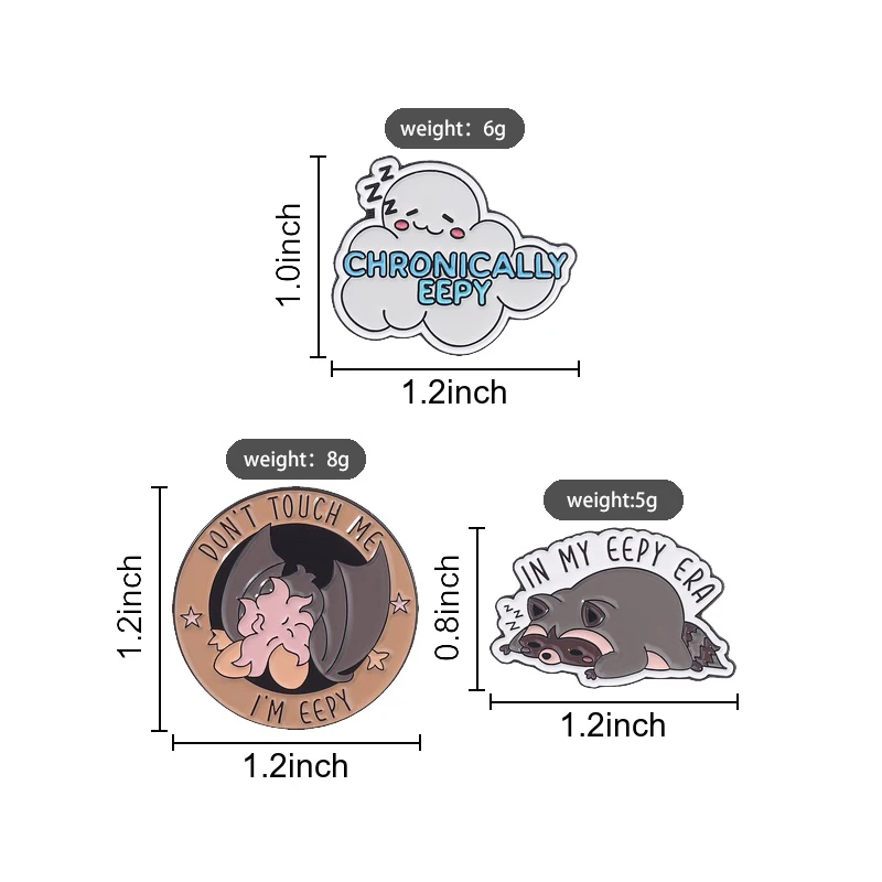 In My Eepy Era Chronically Eepy Raccoon Enamel Pin Don't Touch Me I'm Eepy Humor Bat Sleepy Pun Brooch  Lapel Badge Jewelry Gift