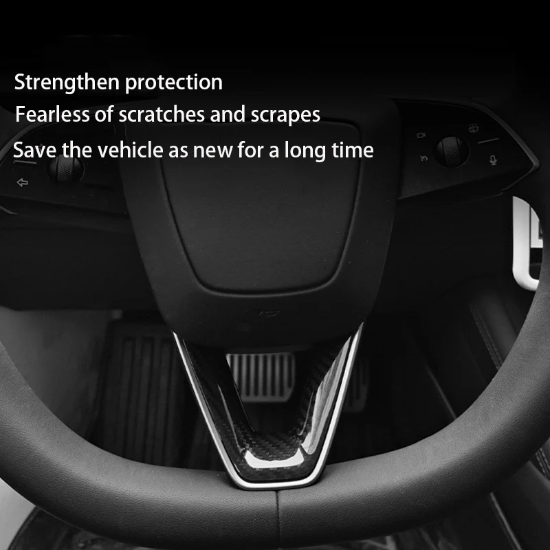 For Tesla Model Y Juniper Model 3 Highland Real Carbon Fiber Steering Wheel Sticker Carbon Fiber Steering Wheel Patch