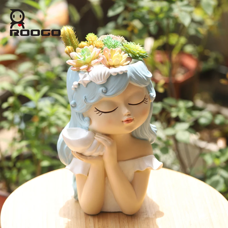 Figurine Flower Pots Lovely Girl Statue Planters Succulents Flowers Pot Decoration for Plants Home Desktop Ornaments