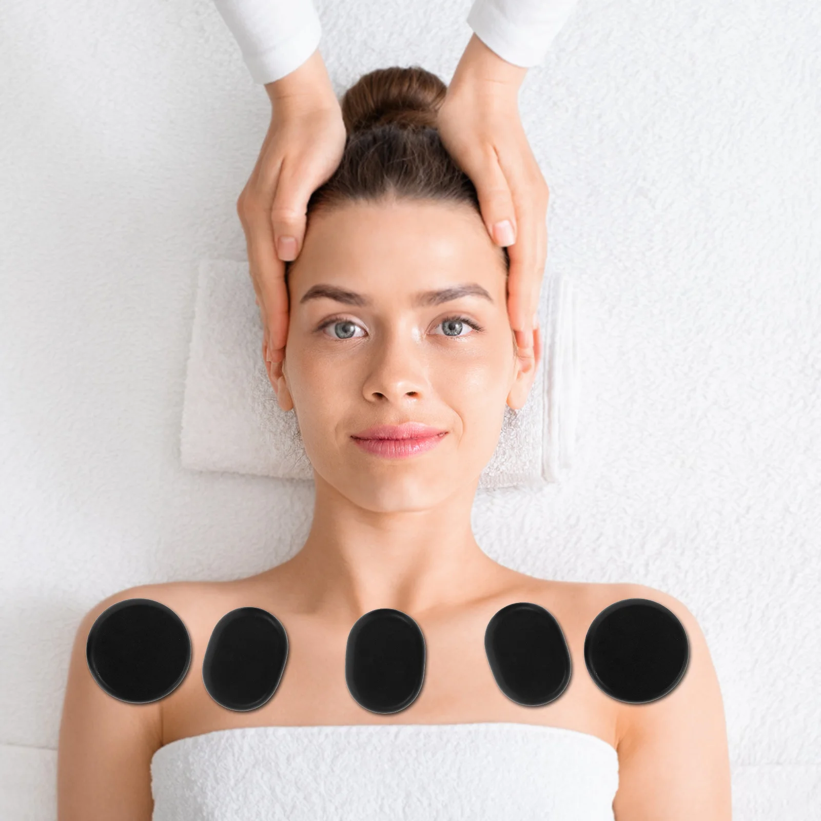 

6 шт., горячие массажные камни, натуральный полированный базальт, круглые спа-камни, грелка для горячих камней, расслабляющий набор для облегчения мышц