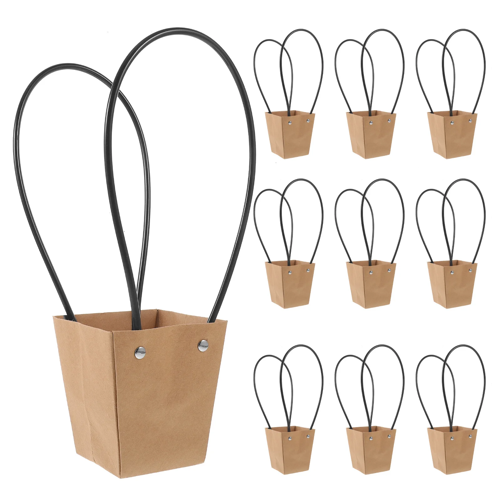 

10Pcs Handheld Flower Bags Kraft Paper Bouquet Packing Bags Waterproof Flat Bottom Floral Gift Packaging for Fresh Dried Silk