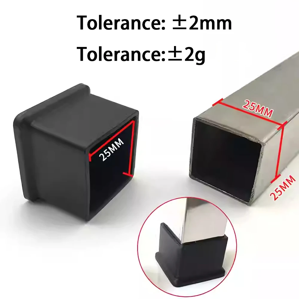 مربع/مستطيل أسود بولي كلوريد الفينيل لينة المطاط الأنابيب كم غطاء أنبوب الجدول كرسي وسادة للقدم الغطاء الواقي 10x10 مللي متر إلى 100x100 مللي متر #2