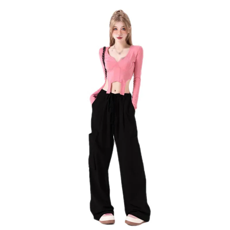 

Women Work Pants Spring And Autumn Loose Design Niche Casual Wide Leg Pants Sweet And Cool American Style