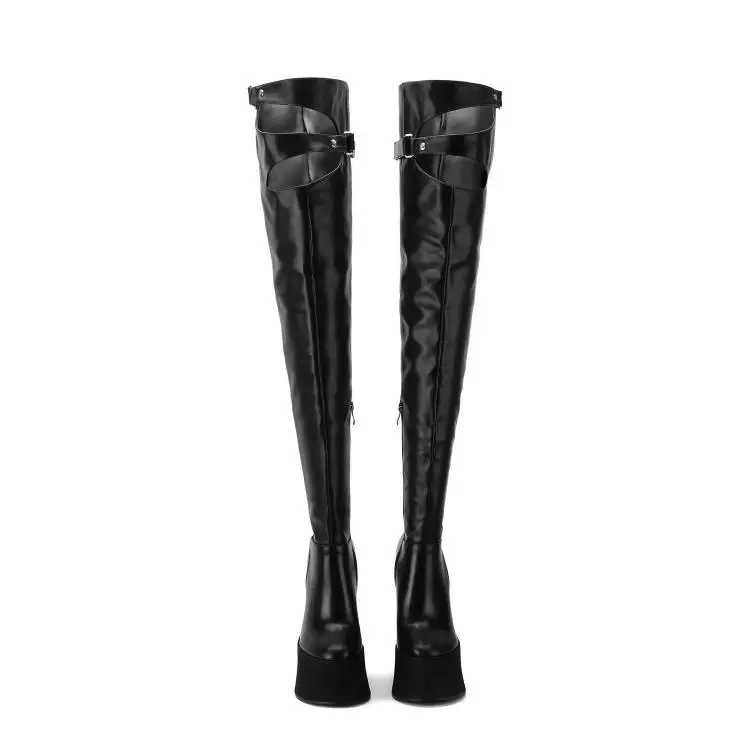 Herbst- und Winter-Damenstiefel mit Plateauabsatz, Hufeisenform, hohe Overknee-Stiefel, sexy Nachtclub-Cosplay-Damenstiefel, Oberschenkelstiefel