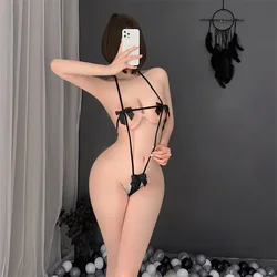 Nowe Lolita Kawaii Bikini seksowne paski bielizna bielizna Cosplay czarna kokarda Mini Bikini kostiumy erotyczne komplet bielizny