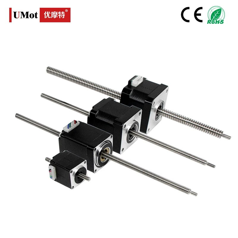 UMOT Mini Nema8/Nema11/Nema14/Nema17/Nema23 Non-captive Lead Screw Stepper Motor Through Shaft 3.5/5/8/9.5/10 Linear Step Motor