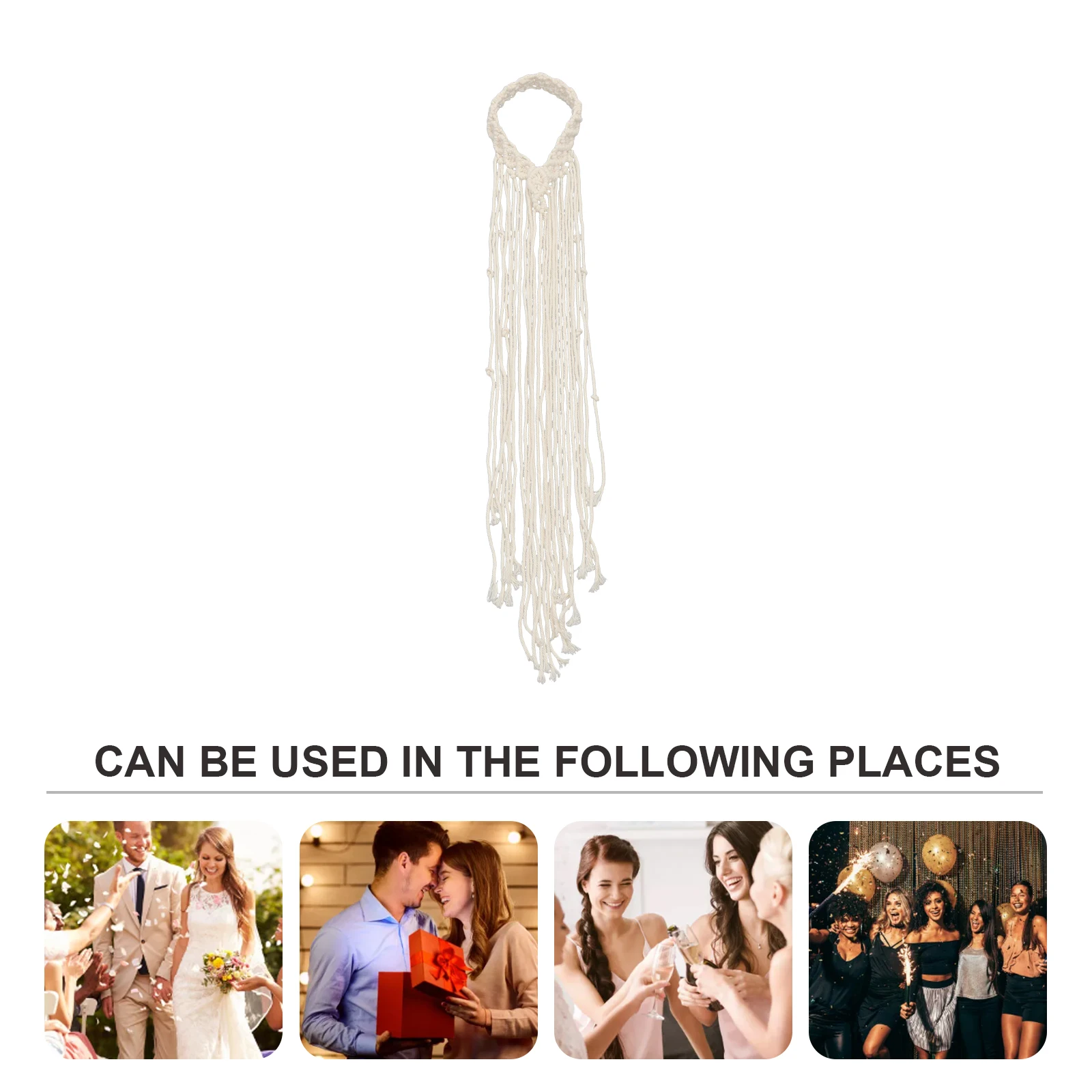 

1pc Macrame Headband Wedding Bridal Hair Accessories Bohemian Headpiece One Size Formal Party Costume Photo Prop Lightweight