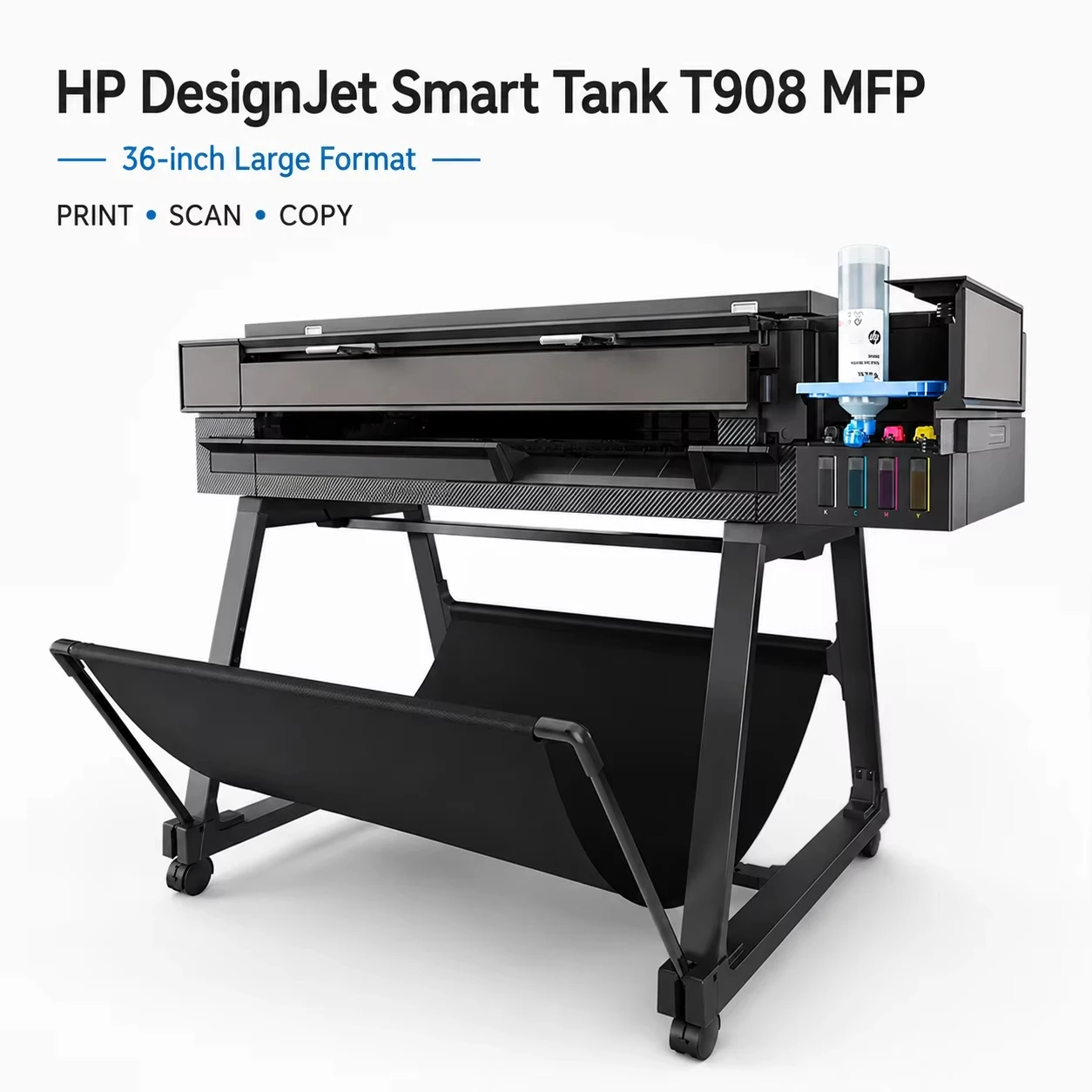 H P DesignJet Smart Tank T908 36 Inch A0 Ink Tank Large Format Plotter Printer MFP for CAD Blueprint Print Scan Copy