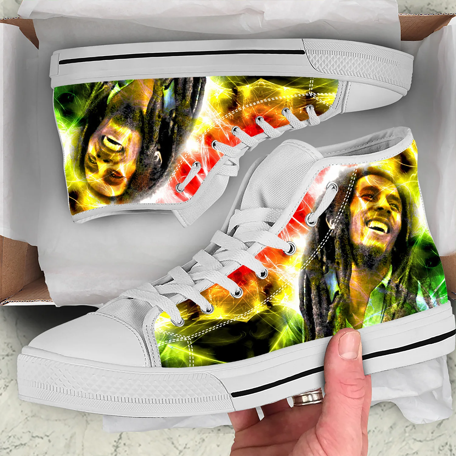 Hot Bob Marley Classic Canvas Shoes Fashion Cloth Shoes High Top America Flag Lightweight 3D Print Men Women Sneakers Breathable