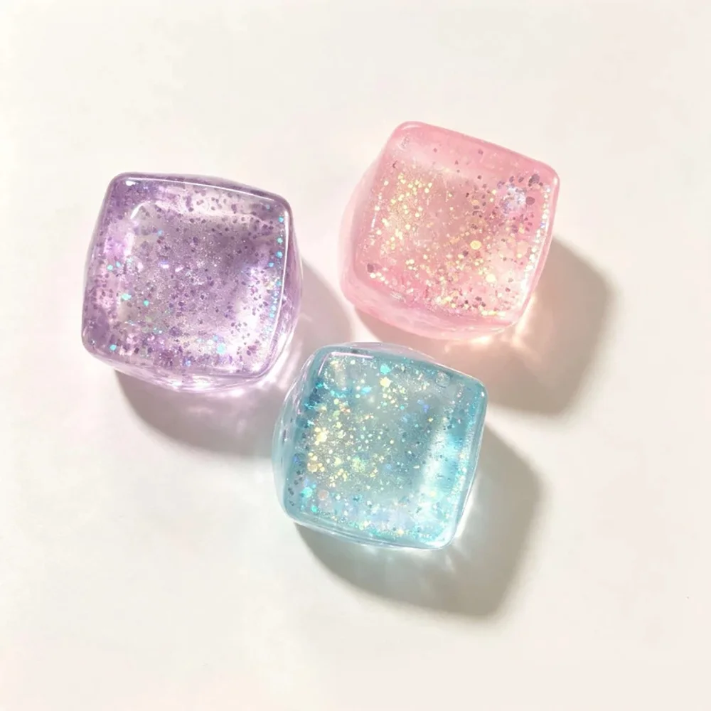 1pc Gold Powder Ice Cube Soft Pinch To Relieve Daily Tension And Stress Decompression Slow Rebound Fidget Daily Office Vent Toy.