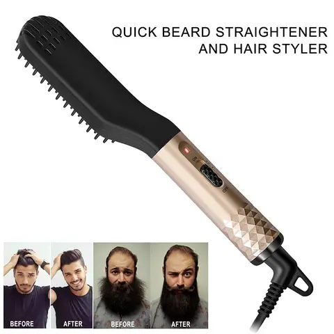 Hot Comb Straightener Electric Negative Ion Heating Comb For Men Beard Hair Straightening Brush Quick Hair Styler