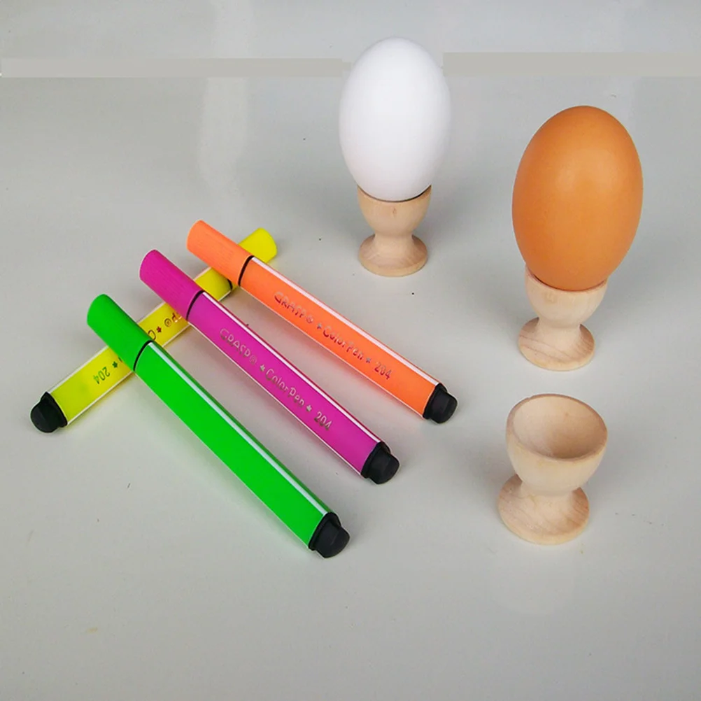 5 pçs crianças educacional ovo titular copo de madeira forma bandeja para desenho arte artesanato crianças dia de páscoa ovo suporte copo