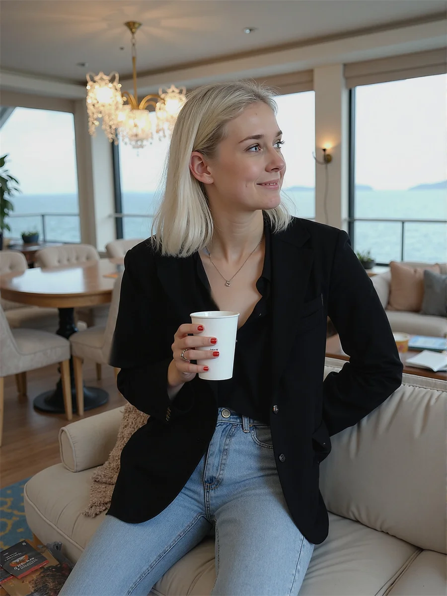 Blazer blanco para mujer, ropa de otoño para mujer, rayas, acolchado, ante curvo, asimétrico, fruncido, café, terciopelo azul marino, regalo, gris, juvenil