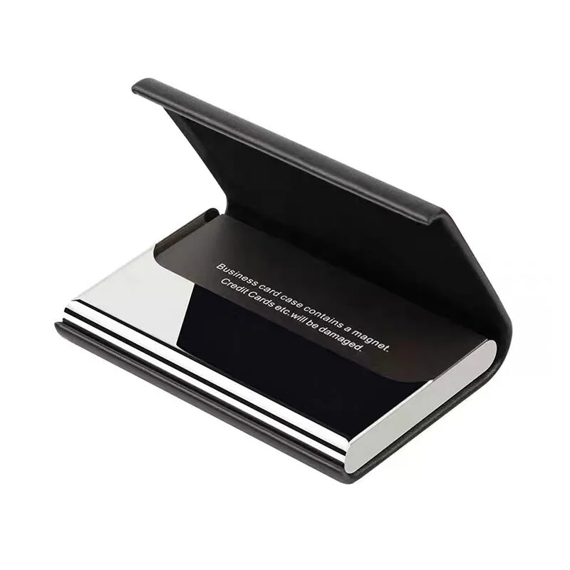 Quality Business Card Holder Professional PU Leather and Stainless Steel Multi Card Case Credit Card ID Holders for Men or Women