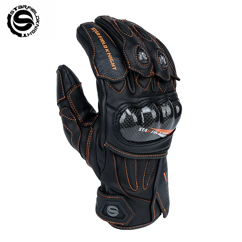 

Star Field Knight Winter Warm Motorcycle Carbon Fiber Riding Gloves Waterproof Liner Real Goat Leather Non-slip Wear-resistant