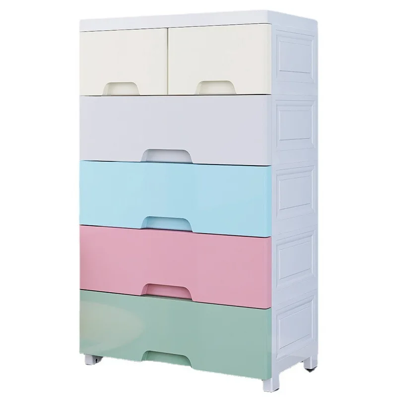 

Colored 50cm plastic bedroom clothes baby wardrobe filing storage stackable cabinets with pull-out drawers