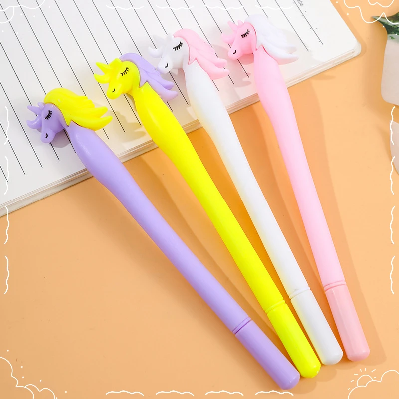 24 Pcs Soft Rubber Shaped Colorful Horse Neutral Pens Creative Signature Pens Kawaii Stationery Office Supplies