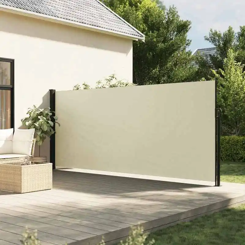Einziehbares Seitenmarkise in Creme, 180x600 cm, geeignet für Außenbereiche.