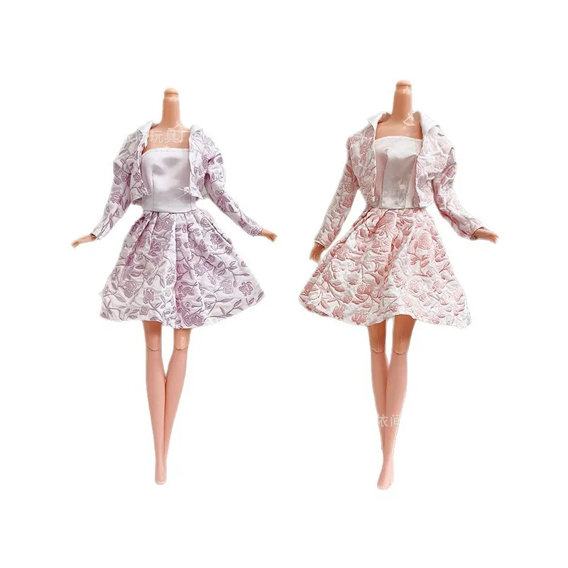 30cm 인형 옷 액세서리 프렌치 엘레강트 플라워 드레스 세트 1/6 BJD 슈퍼모델 인형 DIY 데일리 드레스업