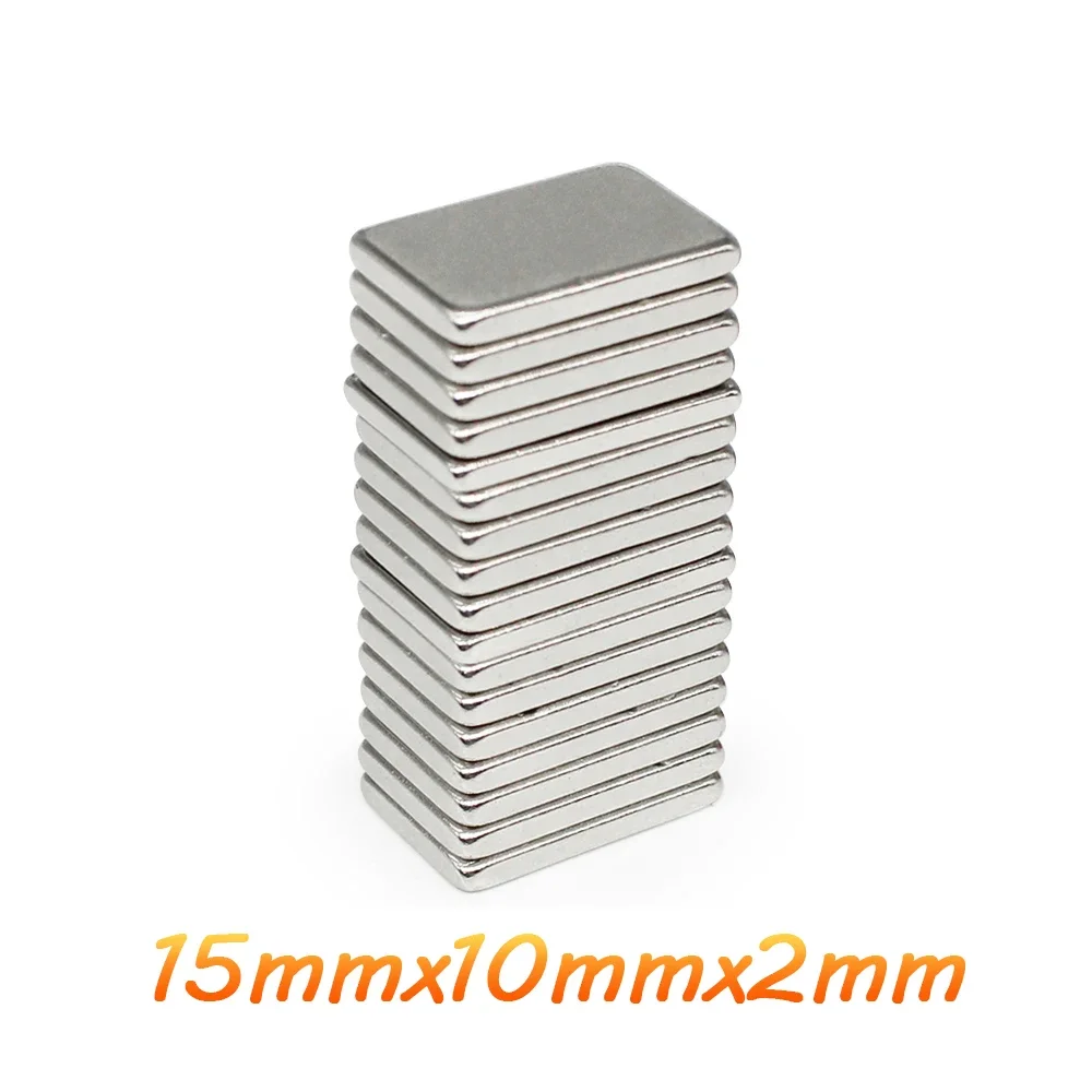 10/20/50/100/150/200PCS 15X10X2 mm Rectangular Rare Earth Neodymium Magnet N35 Block Strong Powerful Magnets 15x10x2mm 15*10*2