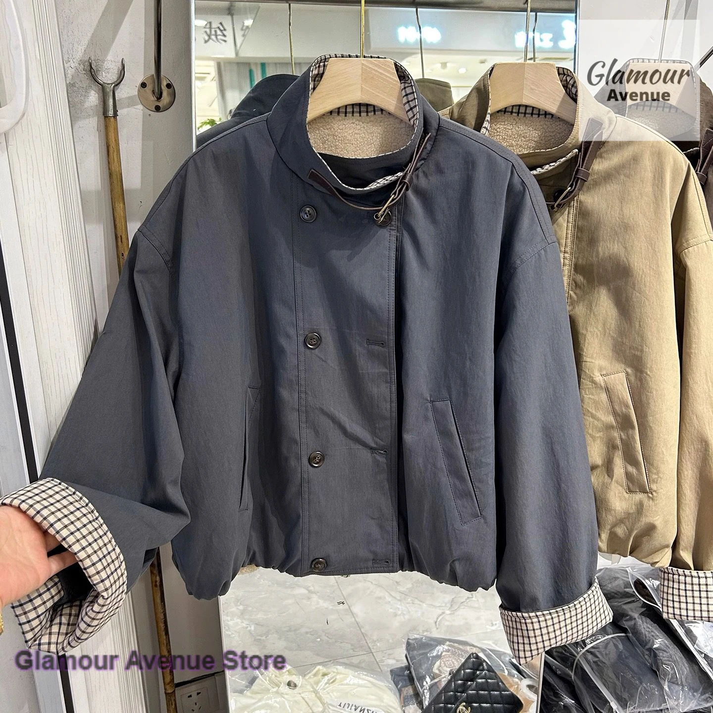 

Корейская двубортная стеганая куртка-ветровка из хлопка для женщин, осенне-зимняя, высококачественная, свободного кроя