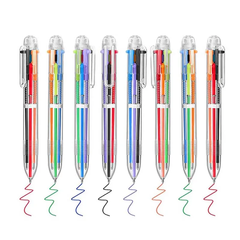 

1/3/6pcs Transparent Cartoon Ballpoint Pen 6color Creative Cute Colorful Swivel Supplies Educational School&Office Supplies TMZ