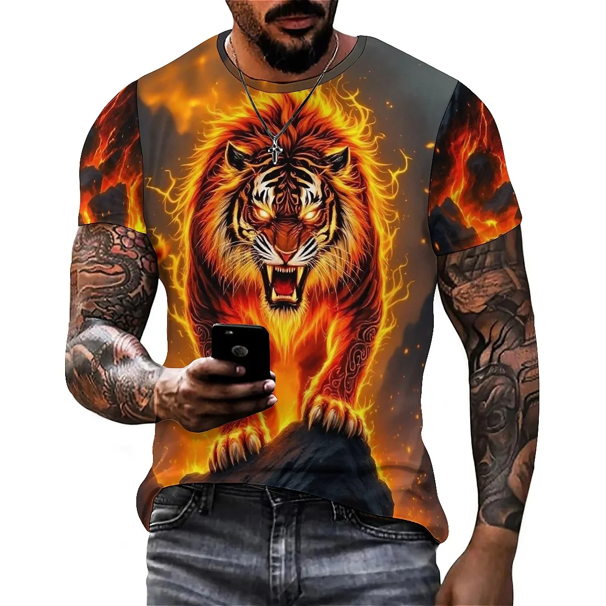 

2027 New American Aesthetic Men's 3D Printed Short-Sleeve T-Shirt - Loose Fit Casual Top