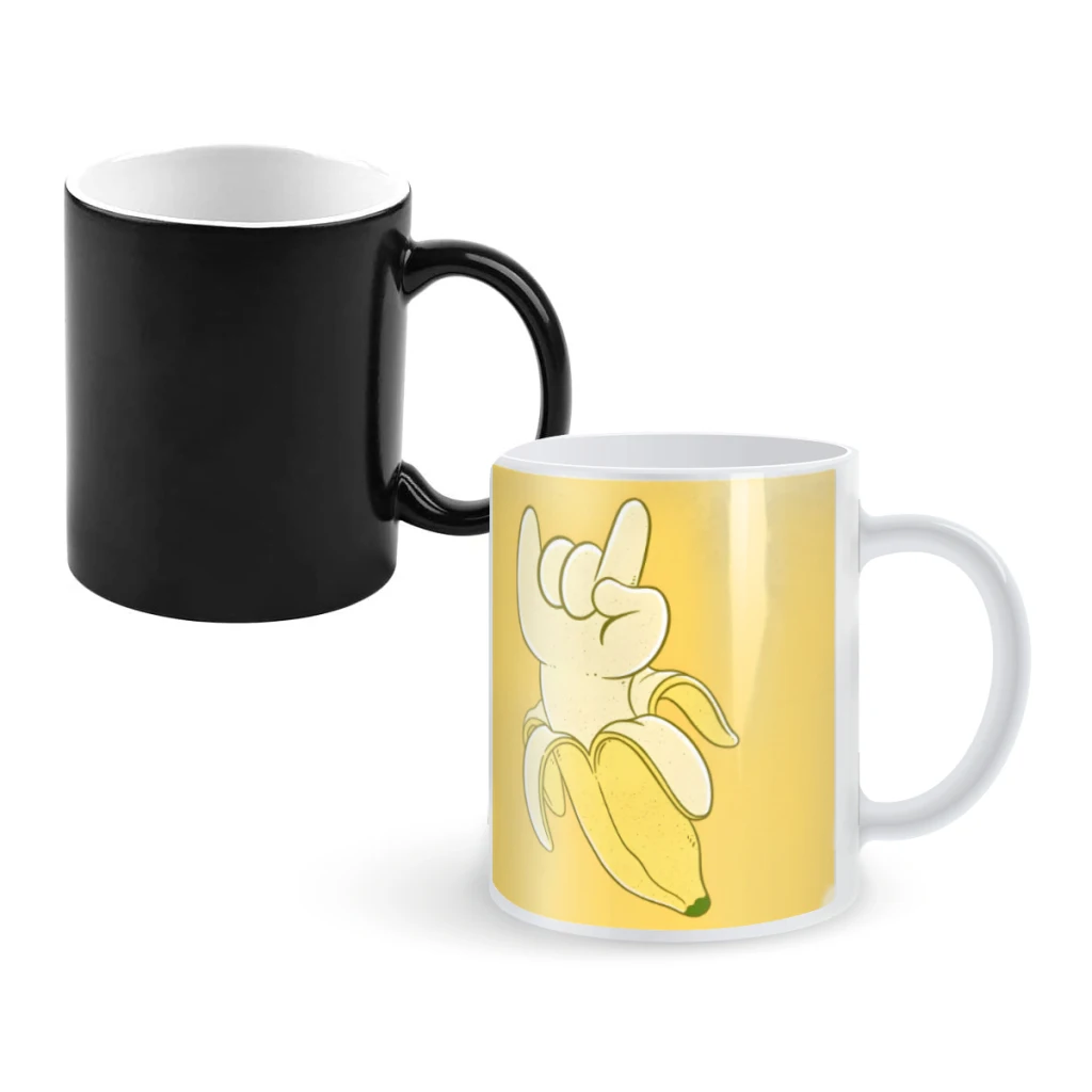 

Metal Hand BananaCoffee Mugs And Mug Creative Color Change Tea Cup Ceramic Milk Cups Novelty Gifts