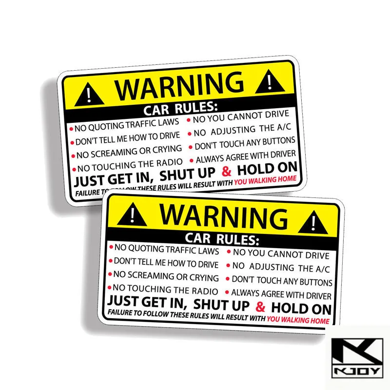kkjoy Car Safety Warning Stickers Vehicle Reminder Decals Suit For Auto Interior